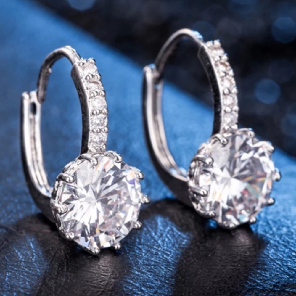 Sterling silver simulated diamond earrings